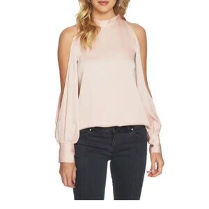 💕 NWT 1. State Nordstrom Womens L Blush Pink Cold Shoulder Long Sleeve Blouse